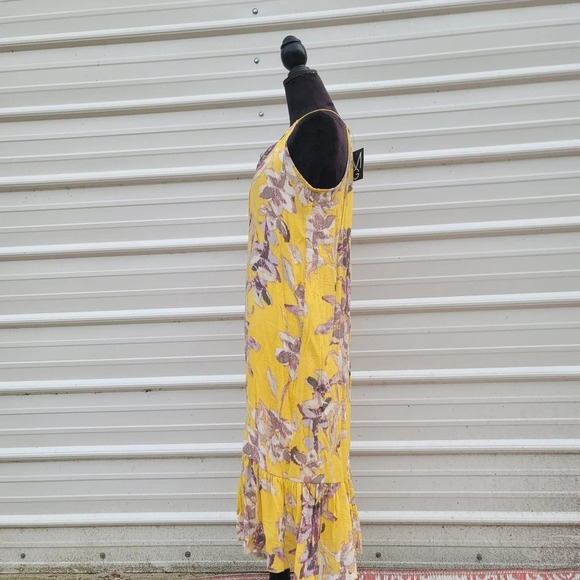 NWT Mlle Gabrielle Floral Yellow Sleeveless Sun Dress Necklace Gold sz Small - Picture 10 of 11